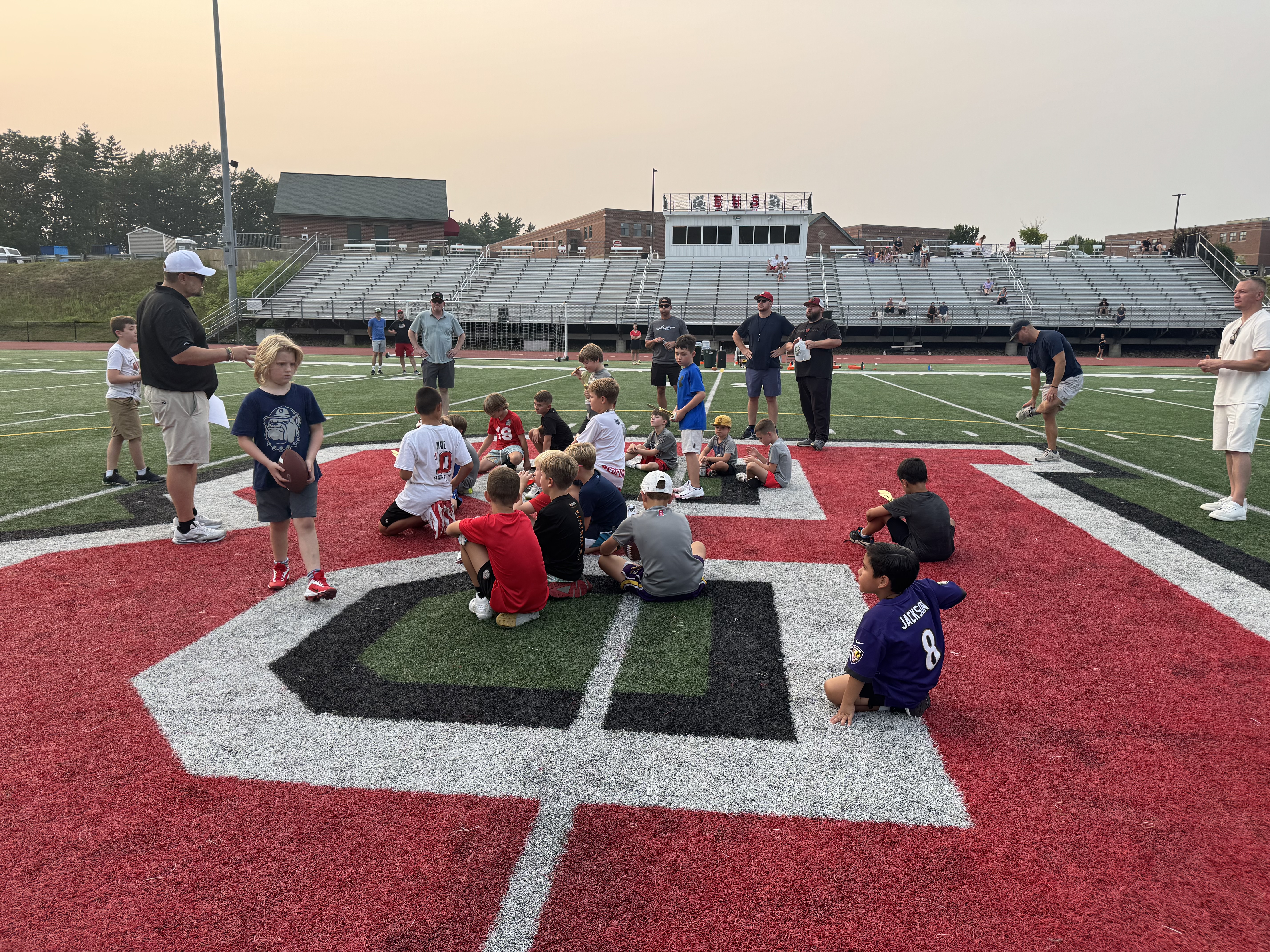 Coaching on the Bedford football field